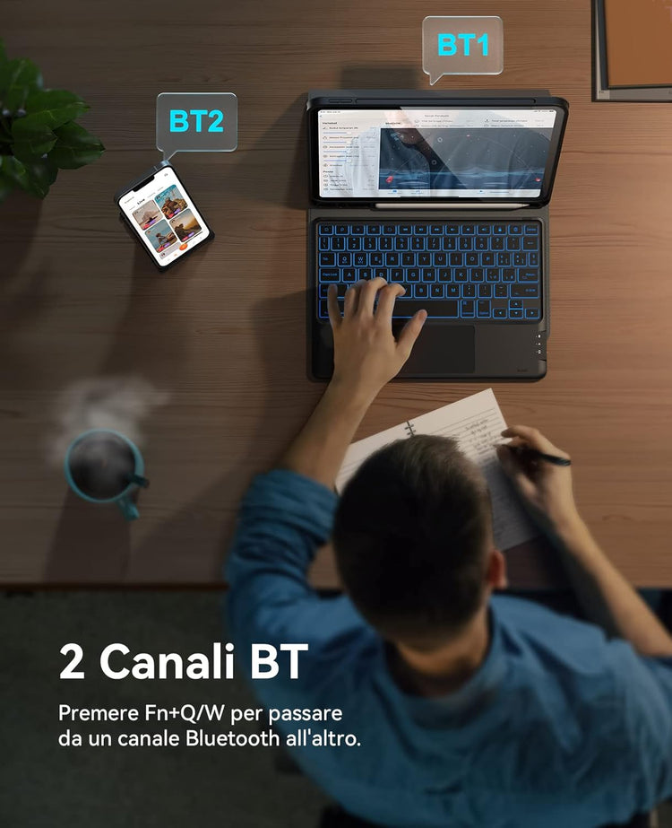 Earto iPad Air 6 billentyűzet érintőpaddal, 7 színű háttérvilágítással, 11"-os Pro/Air modellekhez - Image 4