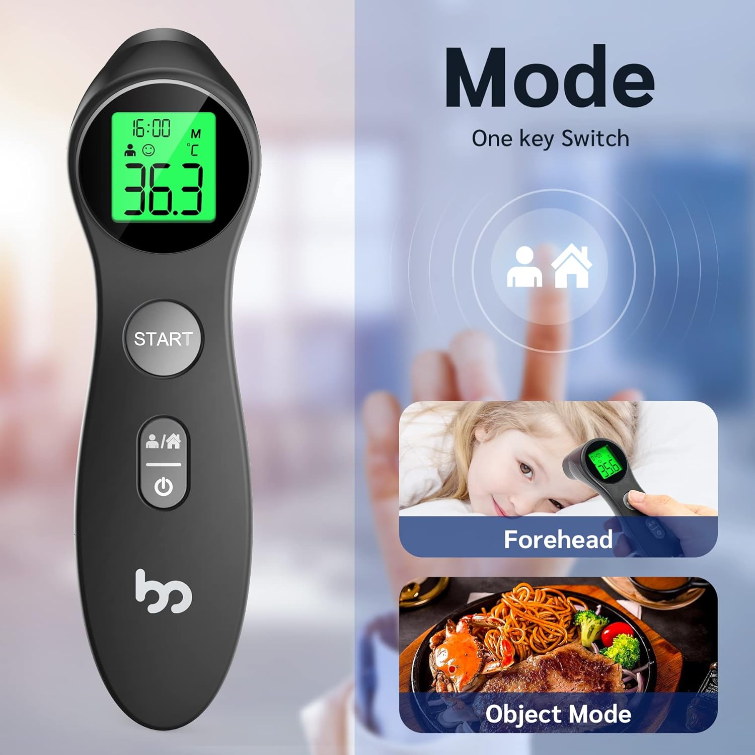 Femometer Érintés Nélküli Lázmérő Babáknak és Felnőtteknek - 1mp-es Mérés, Riasztással - Image 5