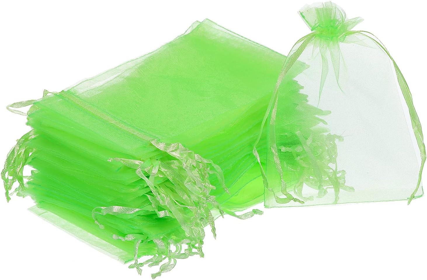 Organza ajándéktasak, 50db, 11x16cm, világoszöld, esküvőre, partira - Image 1