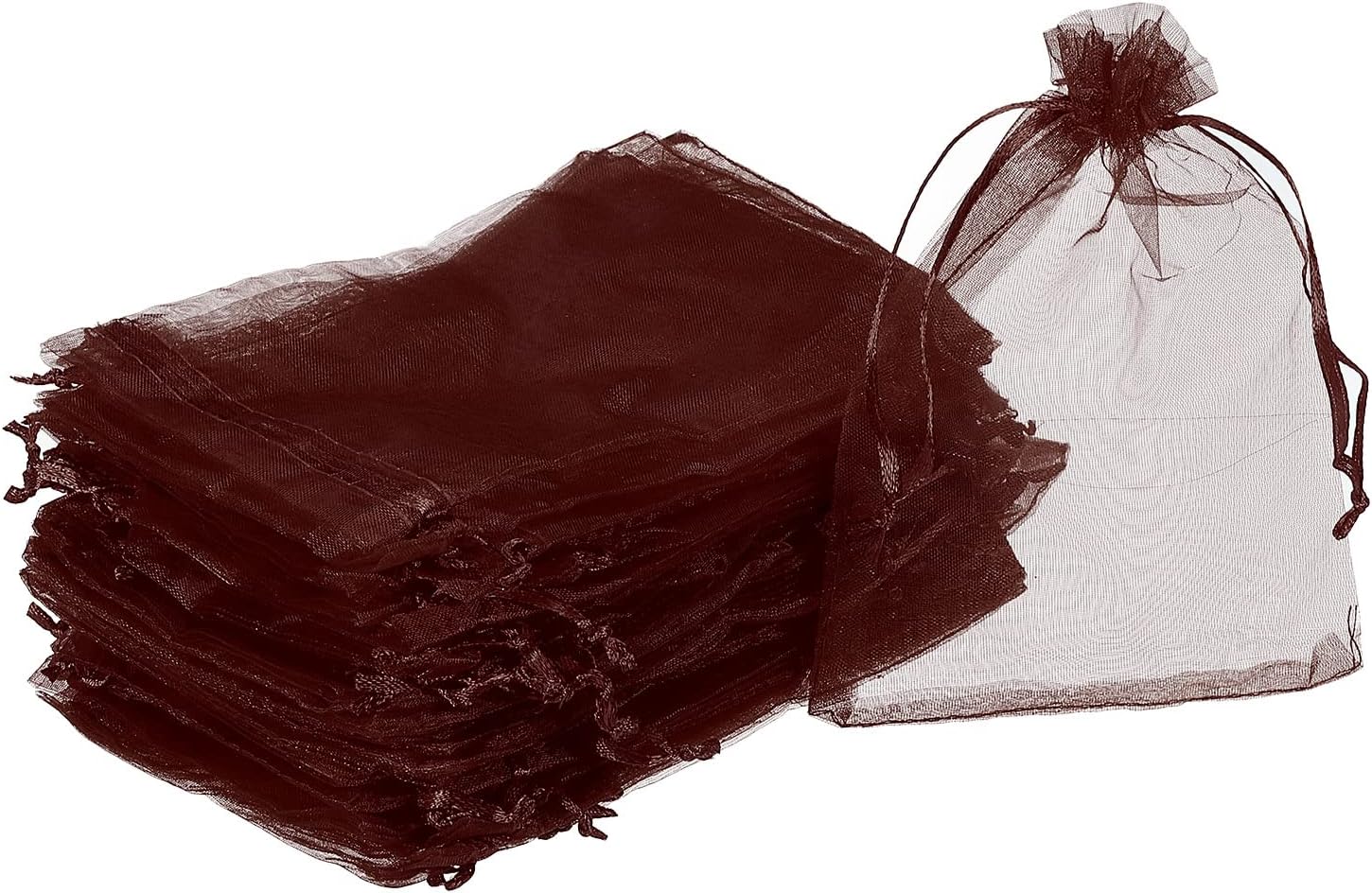 Barna organza ajándékzacskó 50db, 11x16cm, esküvőre, partira - Image 1