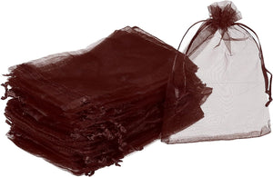 Barna organza ajándékzacskó 50db, 11x16cm, esküvőre, partira - Image 1