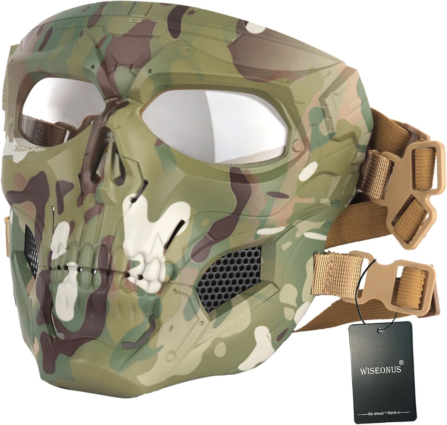 WISEONUS Taktikai Koponya Airsoft Maszk - Teljes Arc Védelem Paintballhoz és Halloweenhez - Image 1