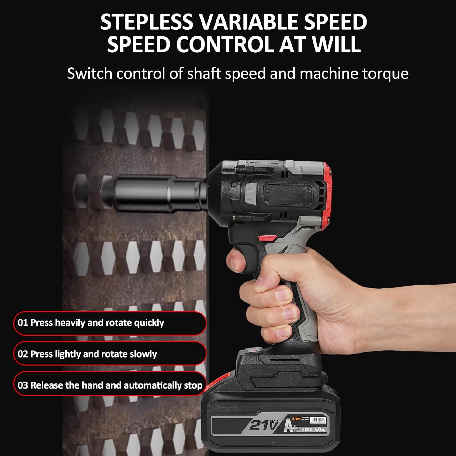 Nanwei 350Nm Akkus Ütőkulcs, 21V, 2x4Ah, 3000RPM, Autószereléshez - Image 2