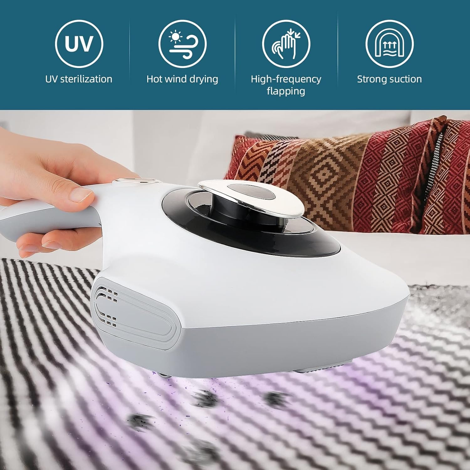 Atkamentesítő UV-C kézi porszívó HEPA szűrővel, allergénszűrés ágyhoz, ruhához - Image 2