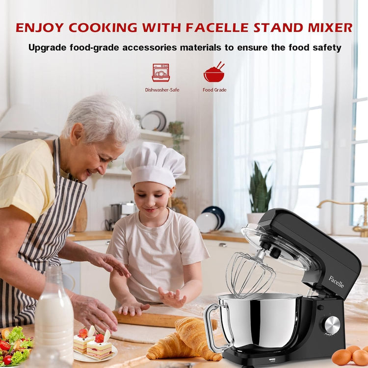 Facelle 1300W Professzionális Robotgép 10 Sebességgel, 5,5L Inox Tállal, Fekete - Image 8