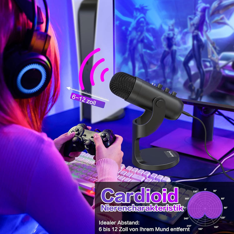 ZealSound USB Kondenzátoros Mikrofon - PC, Telefon, PS4/PS5 Kompatibilis, Némítás/Erősítés/Visszhang Funkcióval - Image 5