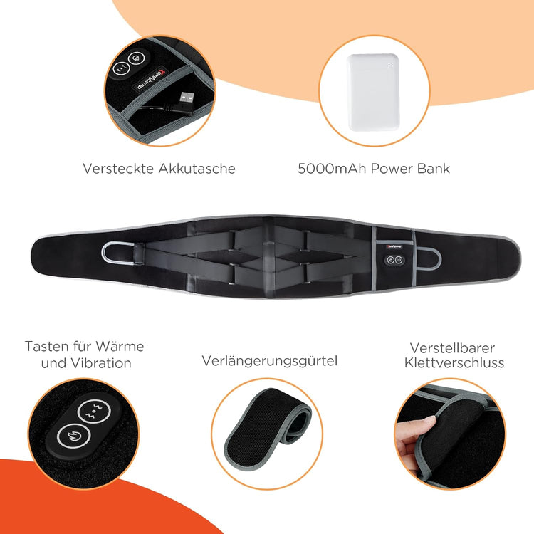 ComfyTemp XL Vibrációs Masszázs Deréköv Akkumulátorral, Hőterápiával Hátfájásra - Image 5