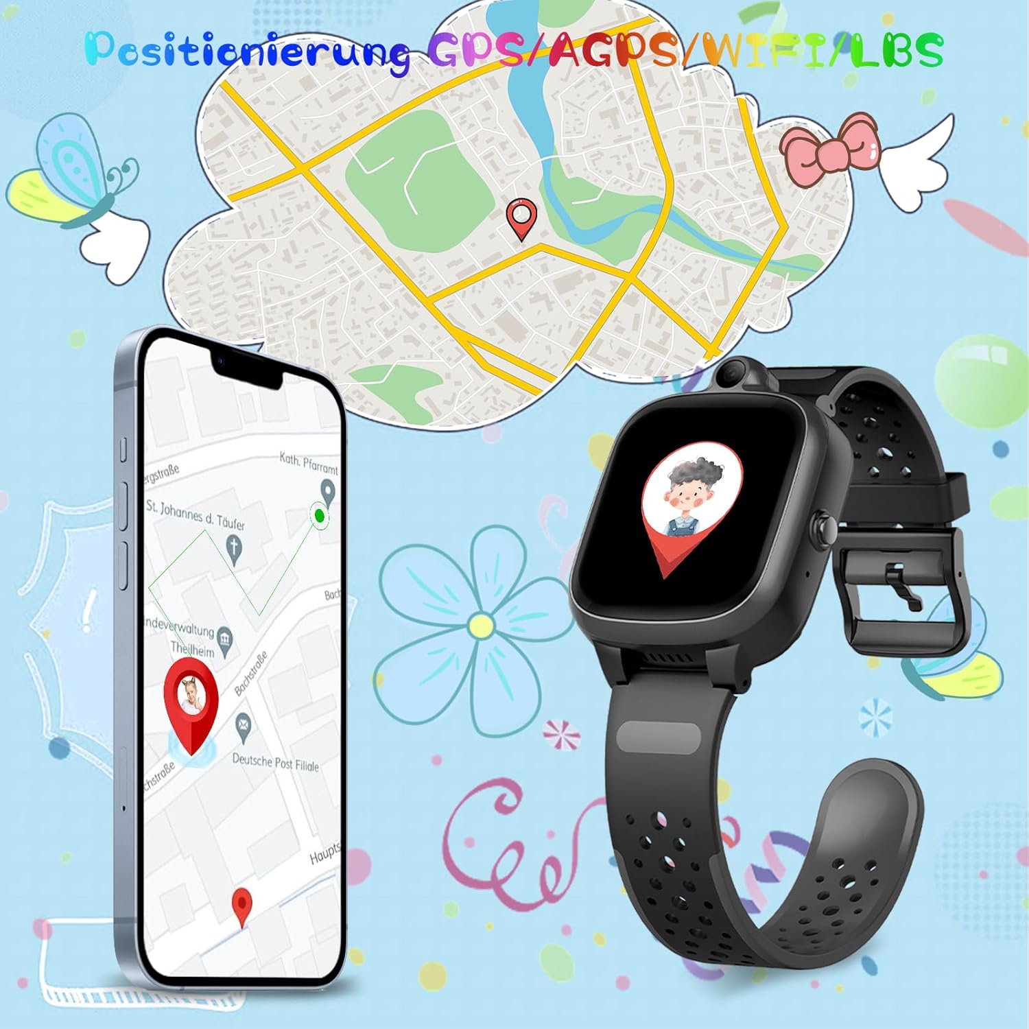 4G GPS gyerek okosóra videohívással, rózsaszín - Ajándék fiúknak és lányoknak - Image 5