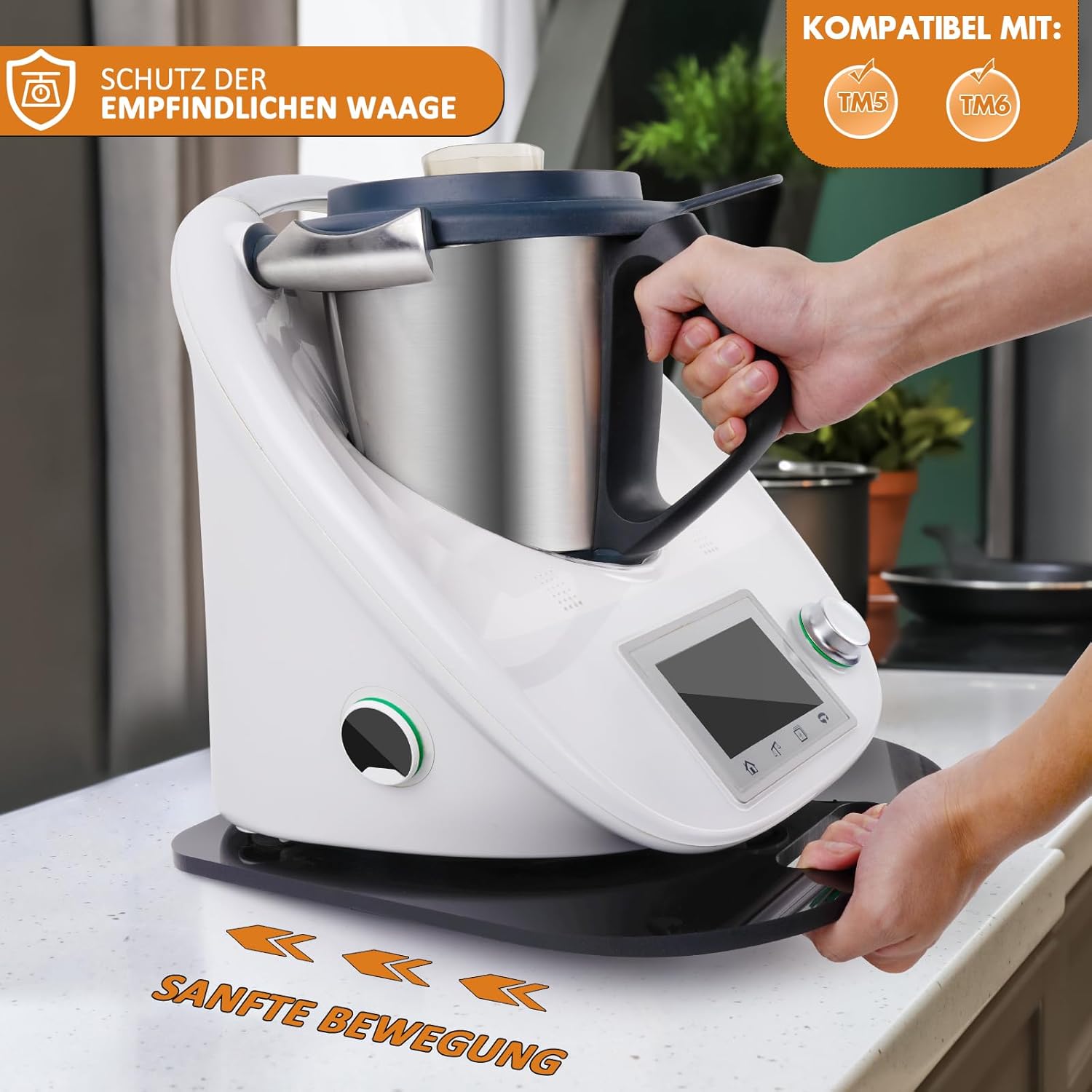 Thermomix TM6 és TM5 csúsztatólap - Fekete akril, fogantyús, mérlegkímélő - Image 2