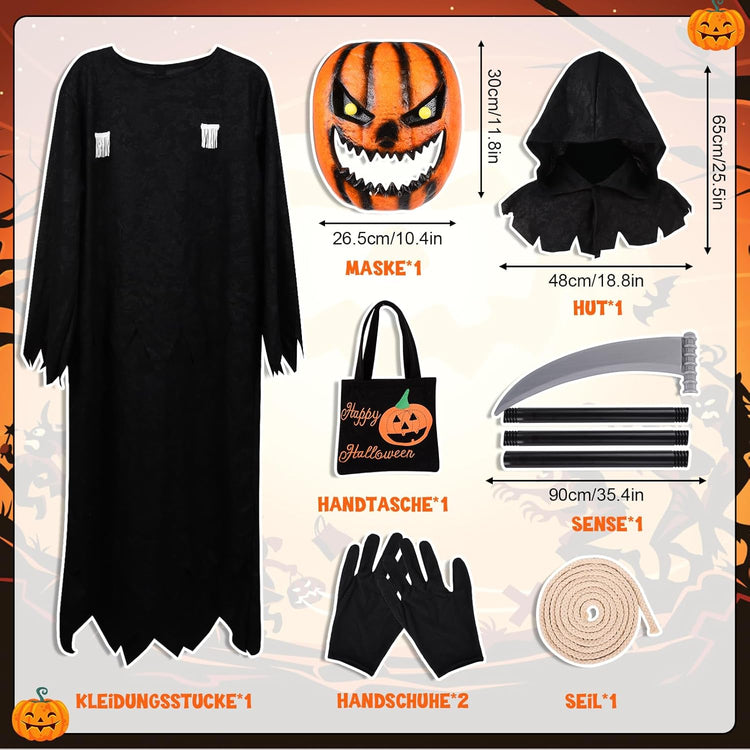 Tökfej jelmez gyerekeknek - Halloween töklámpás kosztüm maszk (L méret) - Image 3