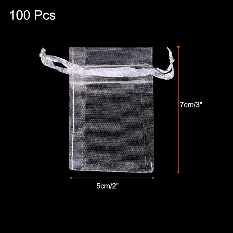 Fehér organza ajándékzacskó 100db - 5x7cm, esküvőre, partira - Image 2