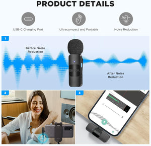 BOYA BY-V10 USB-C vezeték nélküli mini csíptetős mikrofon Android/iPhone15/laptop-hoz - Image 7