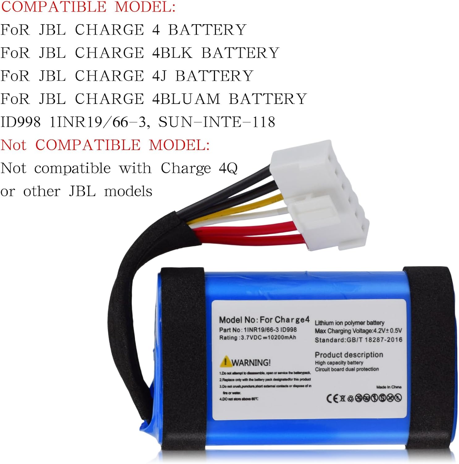 JBL Charge 4 pótakkumulátor 10200 mAh - CITYORK kompatibilis Li-Ion akku - Image 7