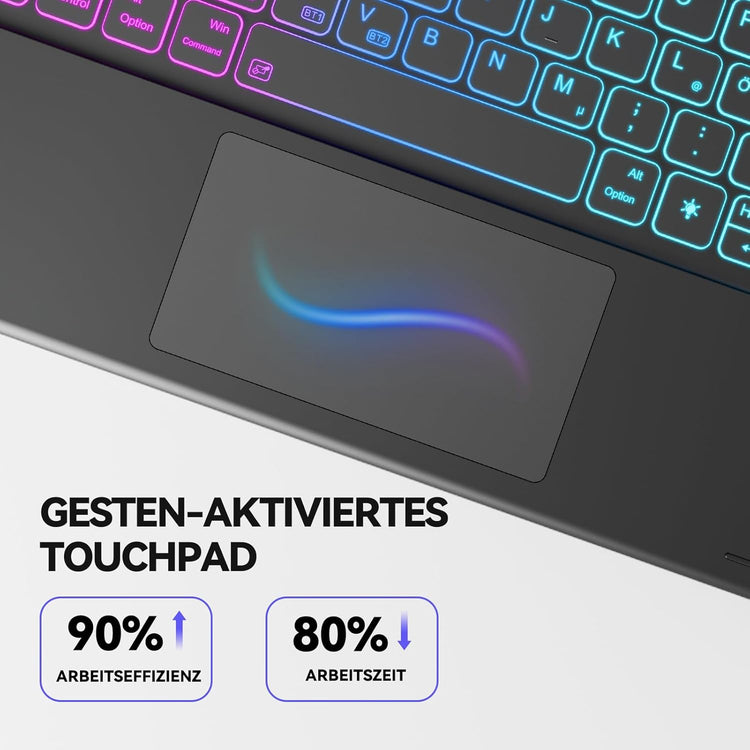 iPad Pro 12.9 QWERTZ billentyűzet tok, érintőpaddal, 7 színű háttérvilágítással - Earto - Image 3