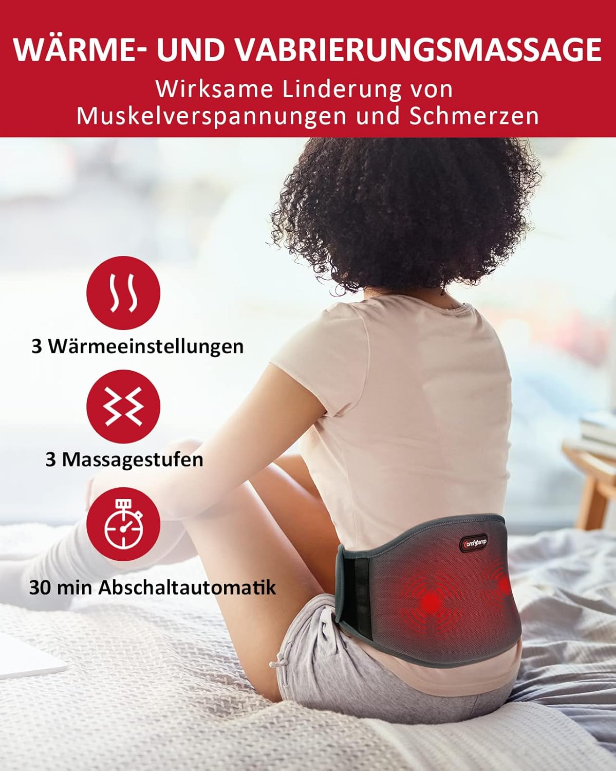 ComfyTemp vezeték nélküli vibromaszázsos derékfűtő öv, 3 fokozatú, 5000mAh akkus - Image 3
