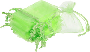 Sourcing Map 100db Világoszöld Organza Ajándékzsák 5x7cm Esküvőre, Partira - Image 1
