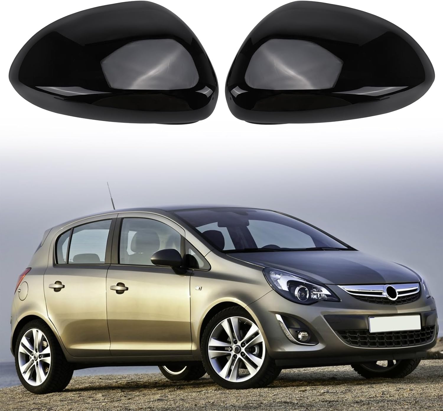 Opel Corsa D/E fekete fényes tükörborítás, 2006-2019 modellekhez - Image 1