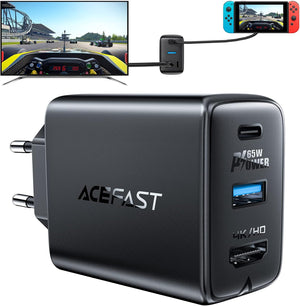ACEFAST 65W GaN USB-C gyorstöltő 4K HDMI kimenettel, 100W kábellel - MacBook, iPad, Switch kompatibilis - Image 1