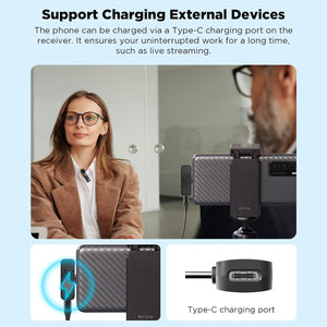 Boya BY-V20 USB-C vezeték nélküli csíptetős mikrofon zajszűréssel, Android/iPhone15 kompatibilis - Image 4