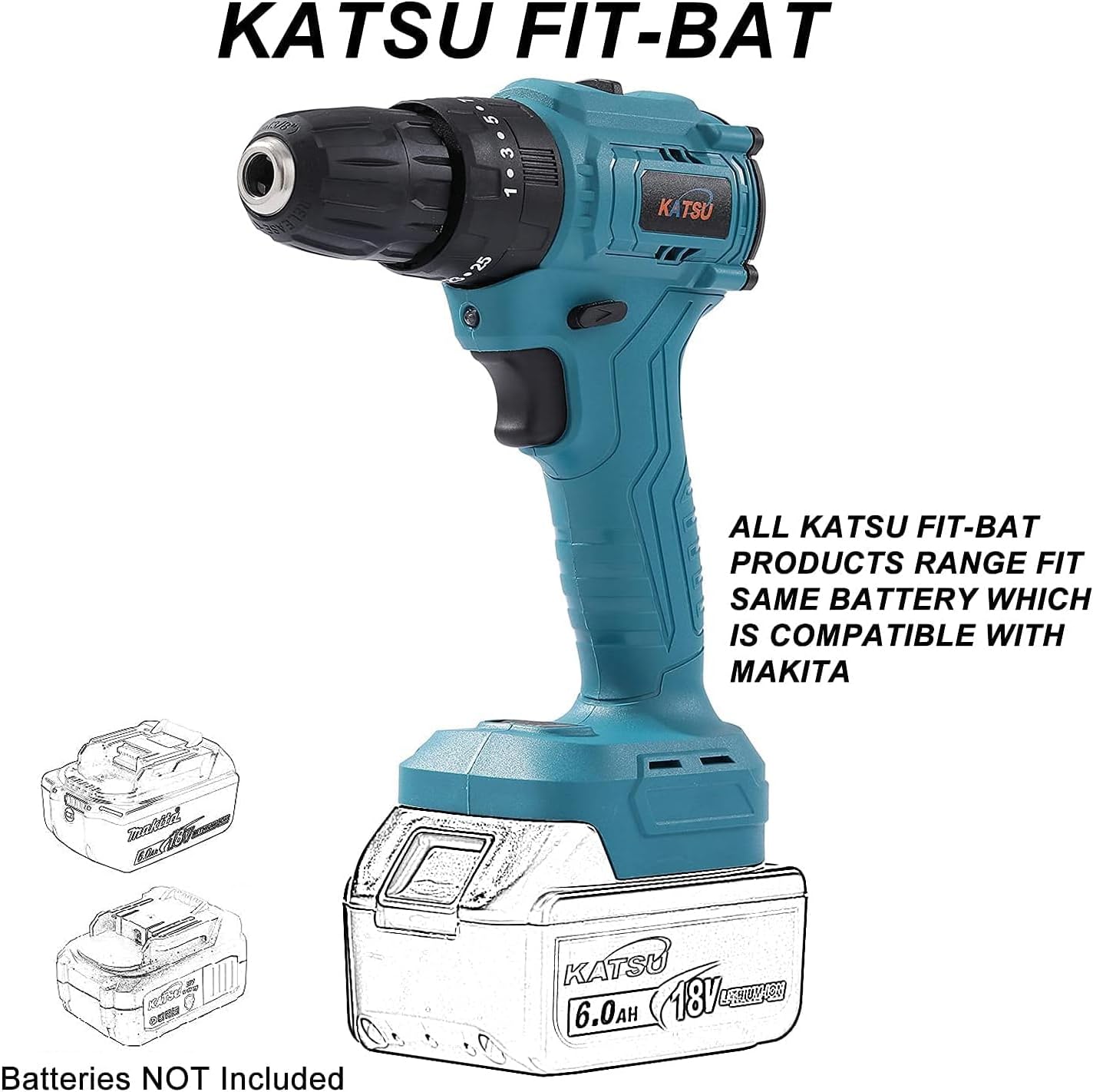 KATSU FIT-BAT 21V Akkus Ütvefúró-csavarozó, Kefe Nélküli Motor, LED Lámpa (Csak Géptest) - Image 2