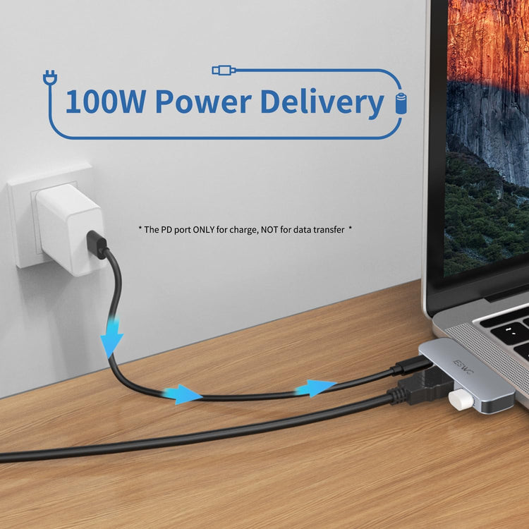 JESWO 3 az 1-ben USB-C Hub 4K HDMI-vel és PD töltéssel, Windows/Mac/iPad kompatibilis - Image 5