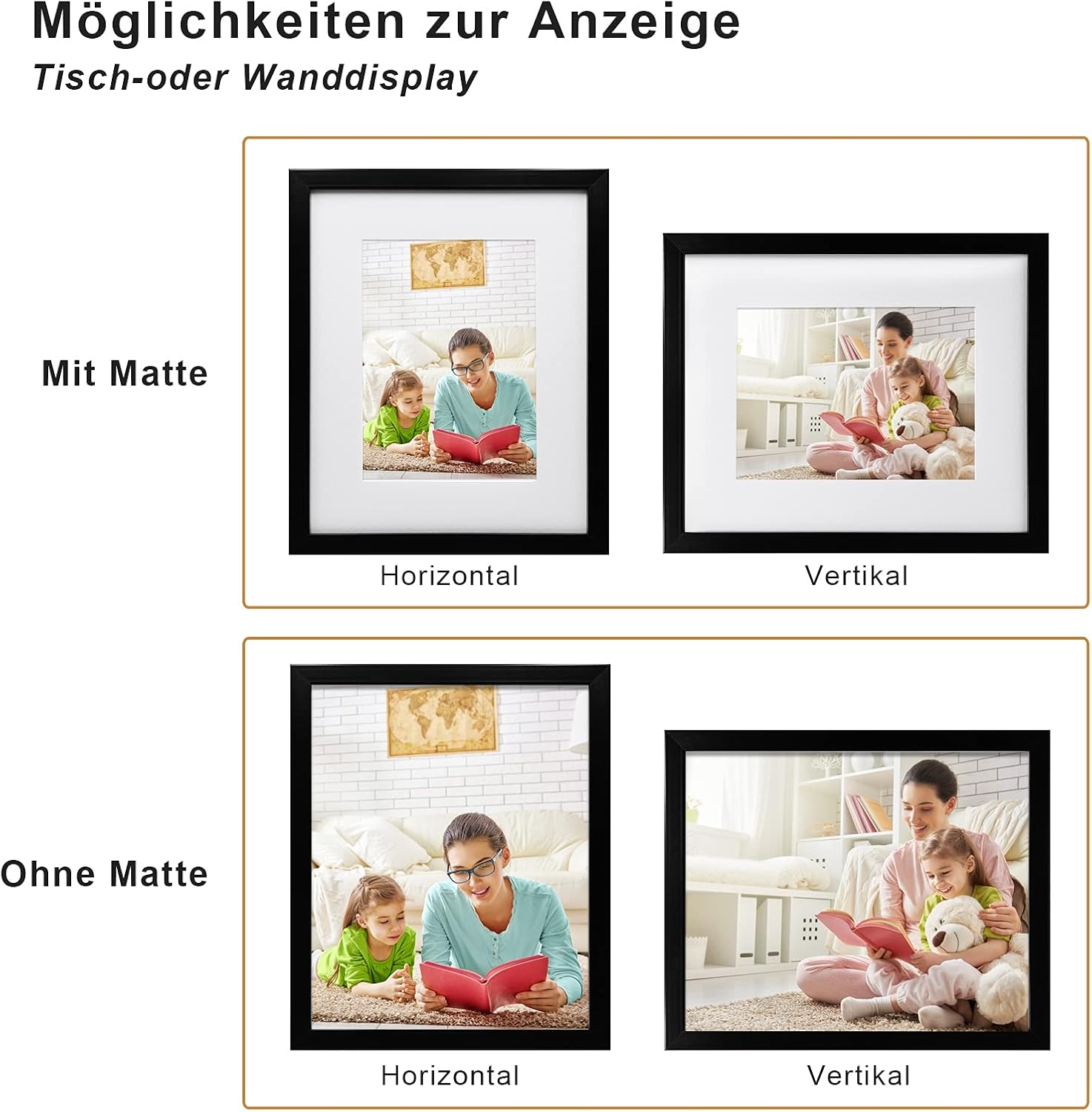 Egofine 4 db-os fekete képkeret szett, 20x25 cm, üvegezett, 13x18 cm-es képekhez - Image 3