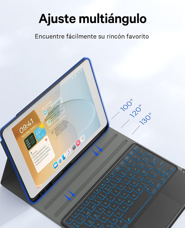 Earto iPad billentyűzet 7 színű háttérvilágítással, 10.2" iPad 9/8/7 generációhoz, fekete - Image 7
