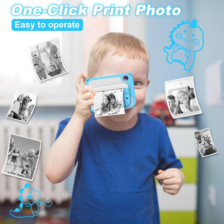 Ukuu 2,4" Gyerek Polaroid Kamera, 32GB, Nyomtatópapírral, Kék - Karácsonyi Ajándék - Image 6