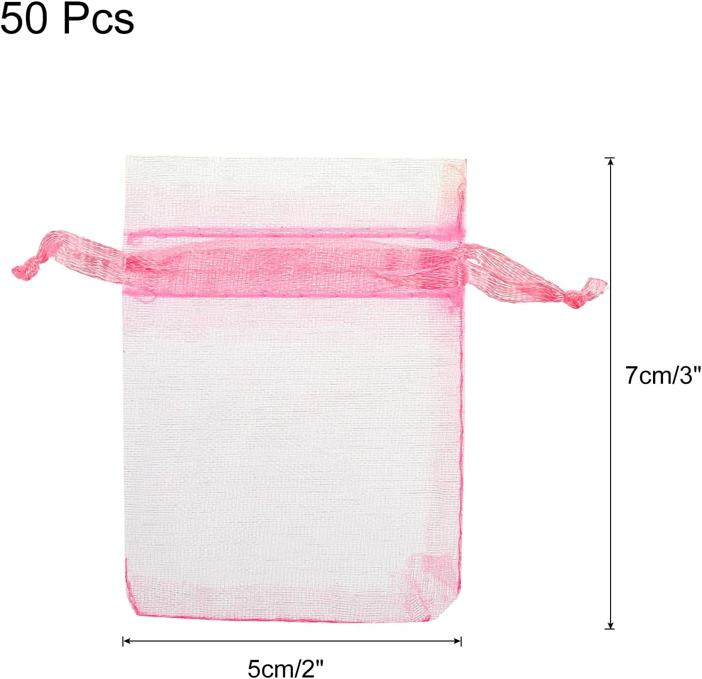Rózsaszín organza ajándékzacskó 50db - Esküvői, parti és karácsonyi ékszertasak - Image 2