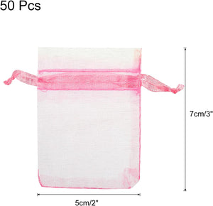 Rózsaszín organza ajándékzacskó 50db - Esküvői, parti és karácsonyi ékszertasak - Image 2