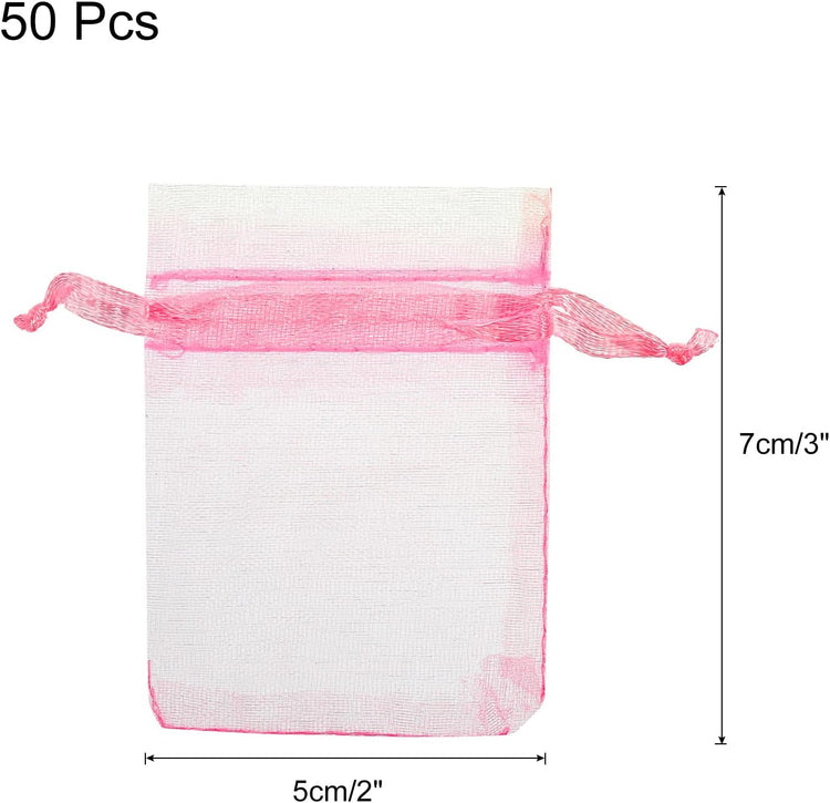 Rózsaszín organza ajándékzacskó 50db - Esküvői, parti és karácsonyi ékszertasak - Image 2