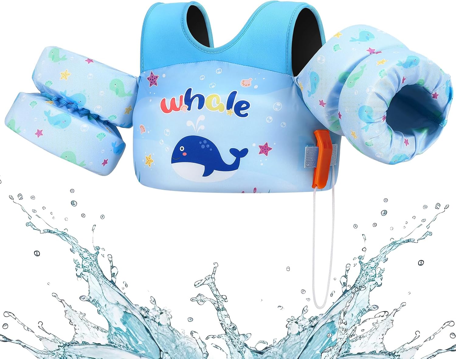 HeySplash Kék Bálna Úszómellény Gyerekeknek 3-6 Éveseknek, Állítható Karúszókkal - Image 1