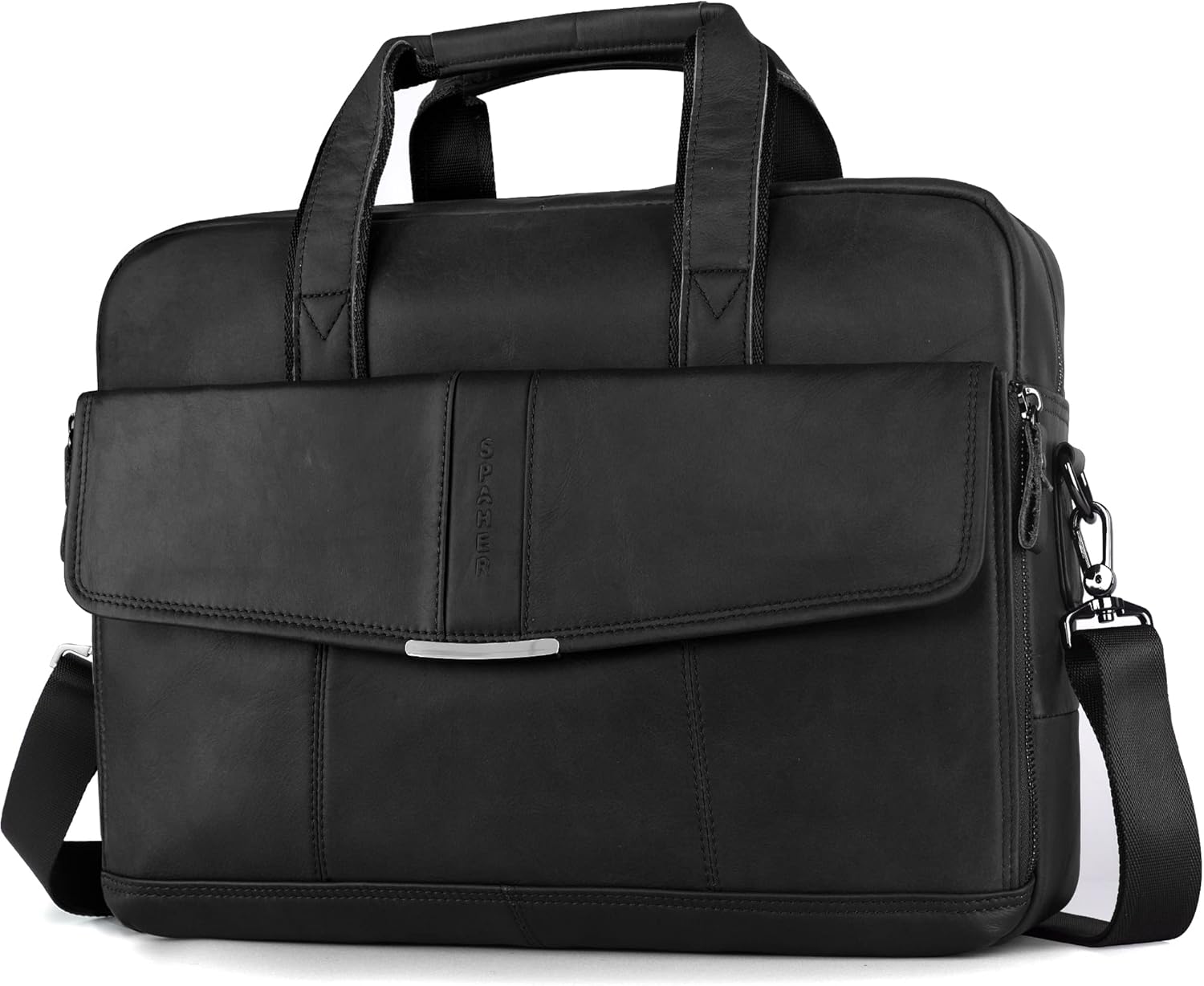 SPAHER 15,6 colos valódi bőr férfi laptoptáska, üzleti aktatáska és válltáska - Image 1