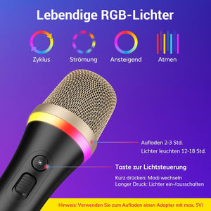 TONOR RGB XLR Karaoke Mikrofon, 5m Kábellel, Fekete Szuperkardioid - Image 3