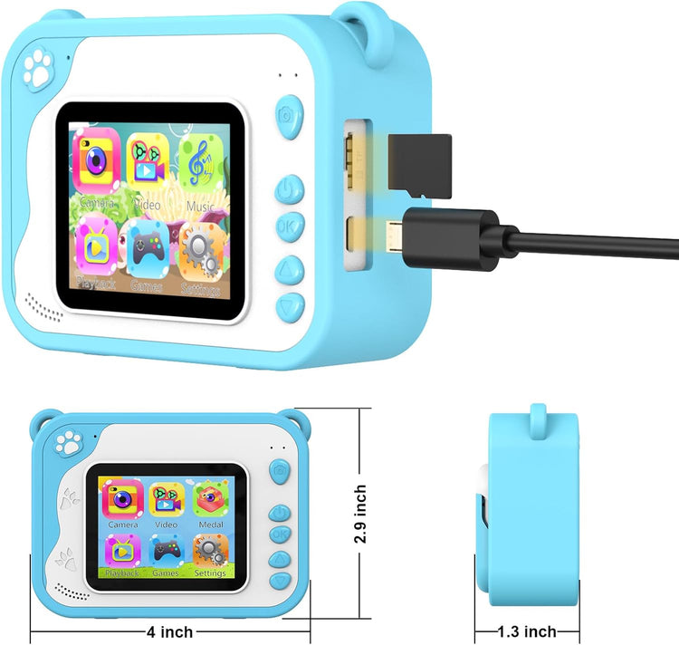 Ukuu 2,4" Gyerek Polaroid Kamera, 32GB, Nyomtatópapírral, Kék - Karácsonyi Ajándék - Image 8