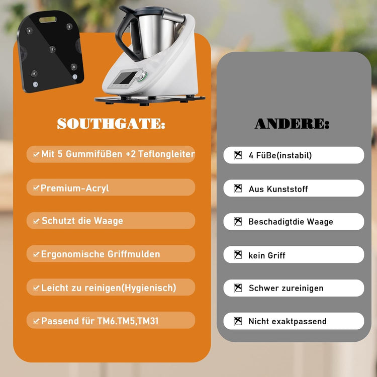Thermomix TM6 és TM5 csúsztatólap - Fekete akril, fogantyús, mérlegkímélő - Image 6