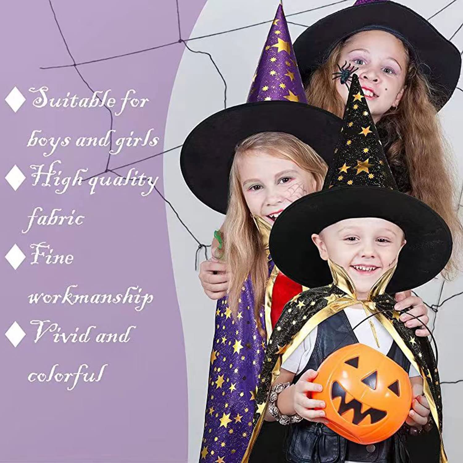 Gyerek Varázsló Köpeny Kalappal - Halloween Boszorkány Jelmez - Image 5