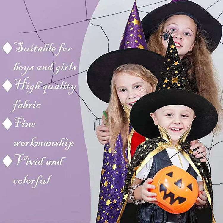 Gyerek Varázsló Köpeny Kalappal - Halloween Boszorkány Jelmez - Image 5