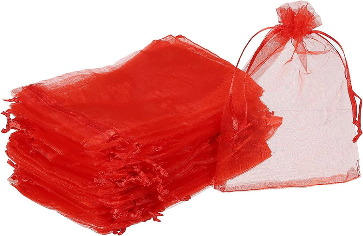 Piros organza ajándéktasak 50db - Esküvői, karácsonyi ékszertartó 11x16cm - Image 1
