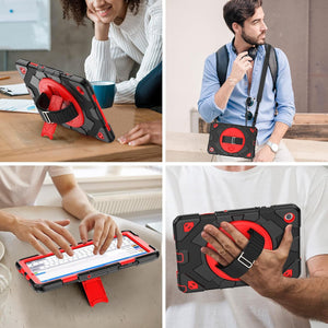 Samsung Galaxy Tab A9 Plus 11" 360°-os forgatható tok, ütésálló védelem, állvánnyal, fekete/piros - Image 7