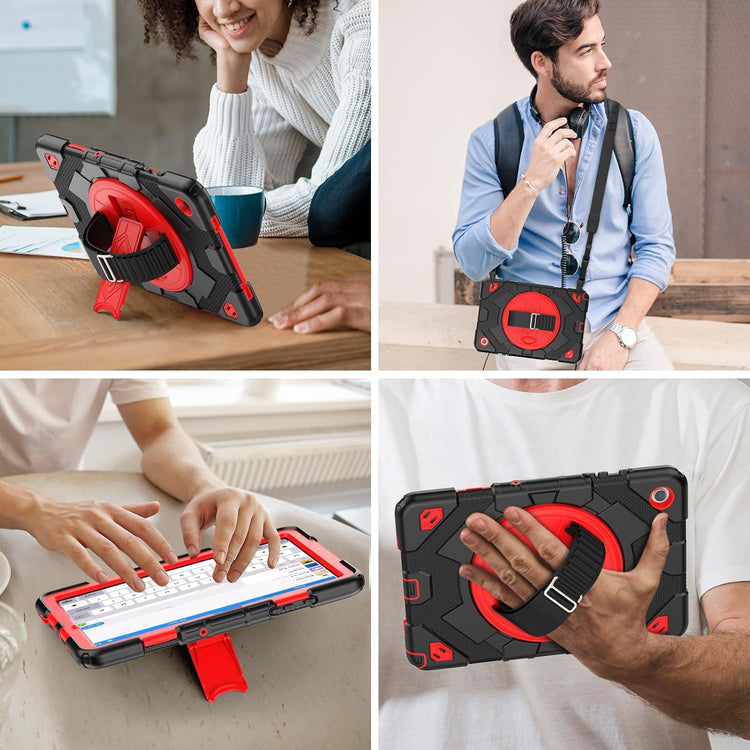 Samsung Galaxy Tab A9 Plus 11" 360°-os forgatható tok, ütésálló védelem, állvánnyal, fekete/piros - Image 7