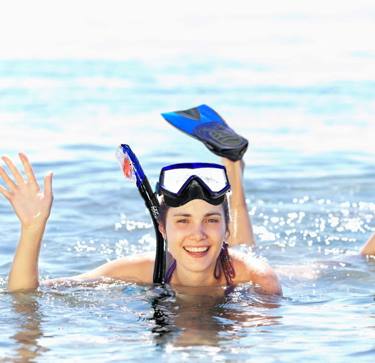 Pano 3 ablakos búvármaszk és légzőcső szett felnőtteknek, kék - Párásodásgátló profi snorkel felszerelés - Image 7