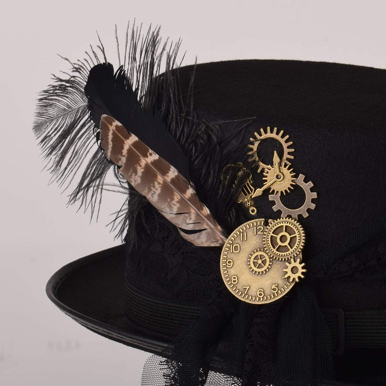 COSDREAMER Steampunk Cilinder Kalap Szemüveggel - Fekete, 60cm - Halloween Jelmez - Image 6