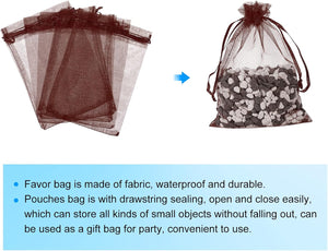 Barna organza ajándékzacskó 50db, 11x16cm, esküvőre, partira - Image 3