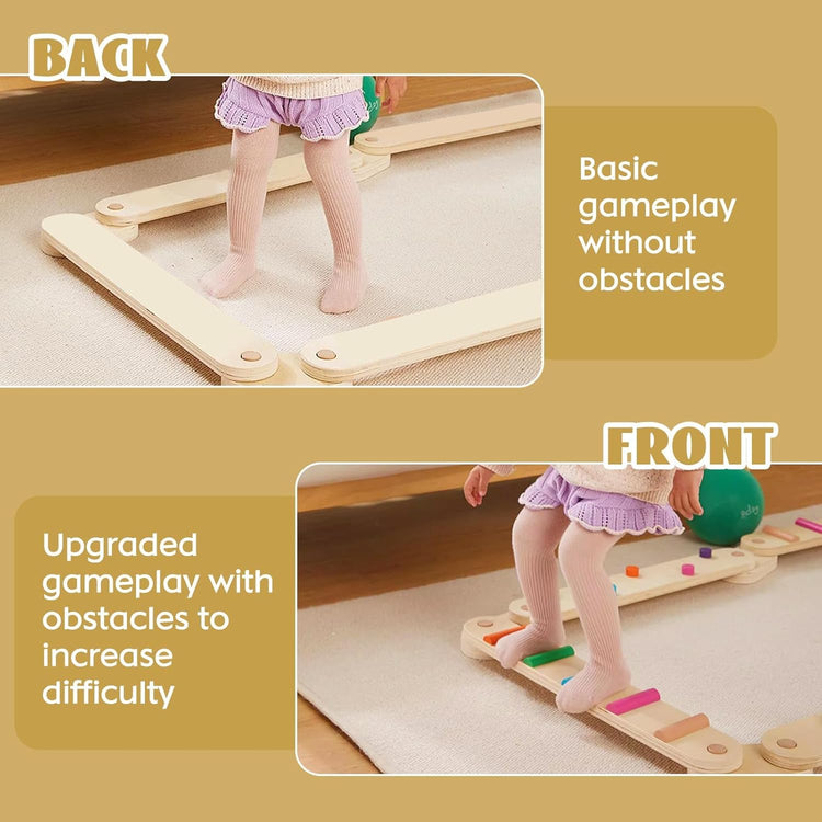 Forroby sárga fa egyensúlyozó deszka gyerekeknek, Montessori beltéri-kültéri játék - Image 3