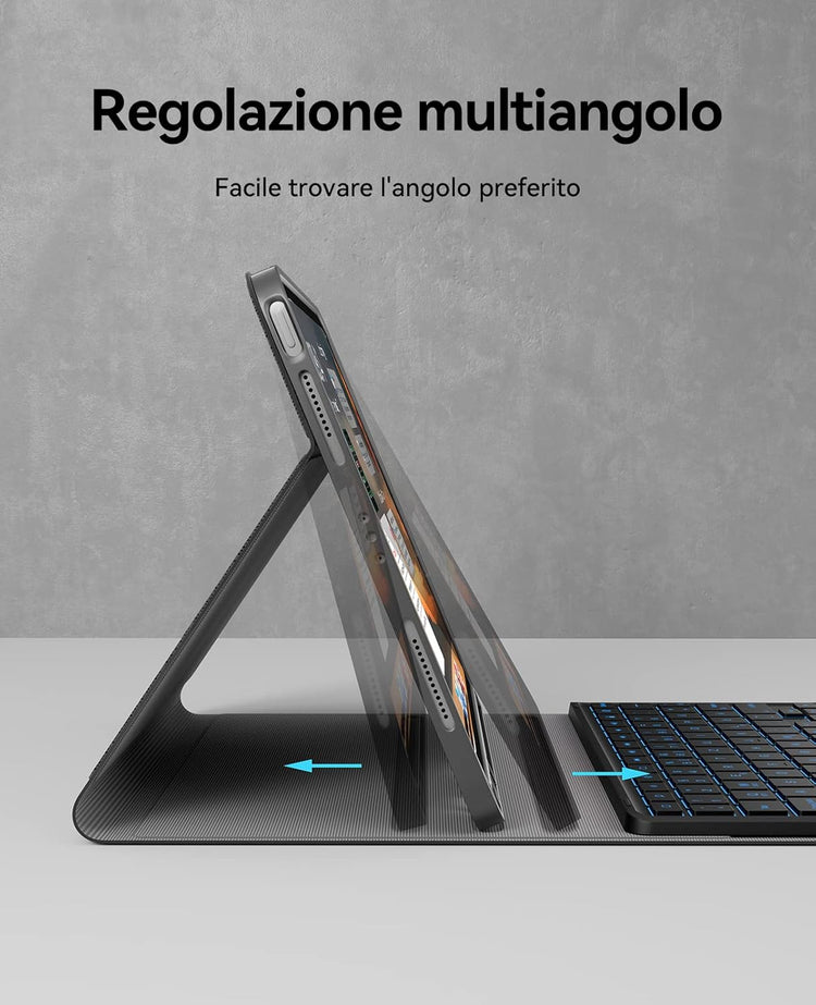 Earto iPad Air 6 billentyűzet érintőpaddal, 7 színű háttérvilágítással, 11"-os Pro/Air modellekhez - Image 6