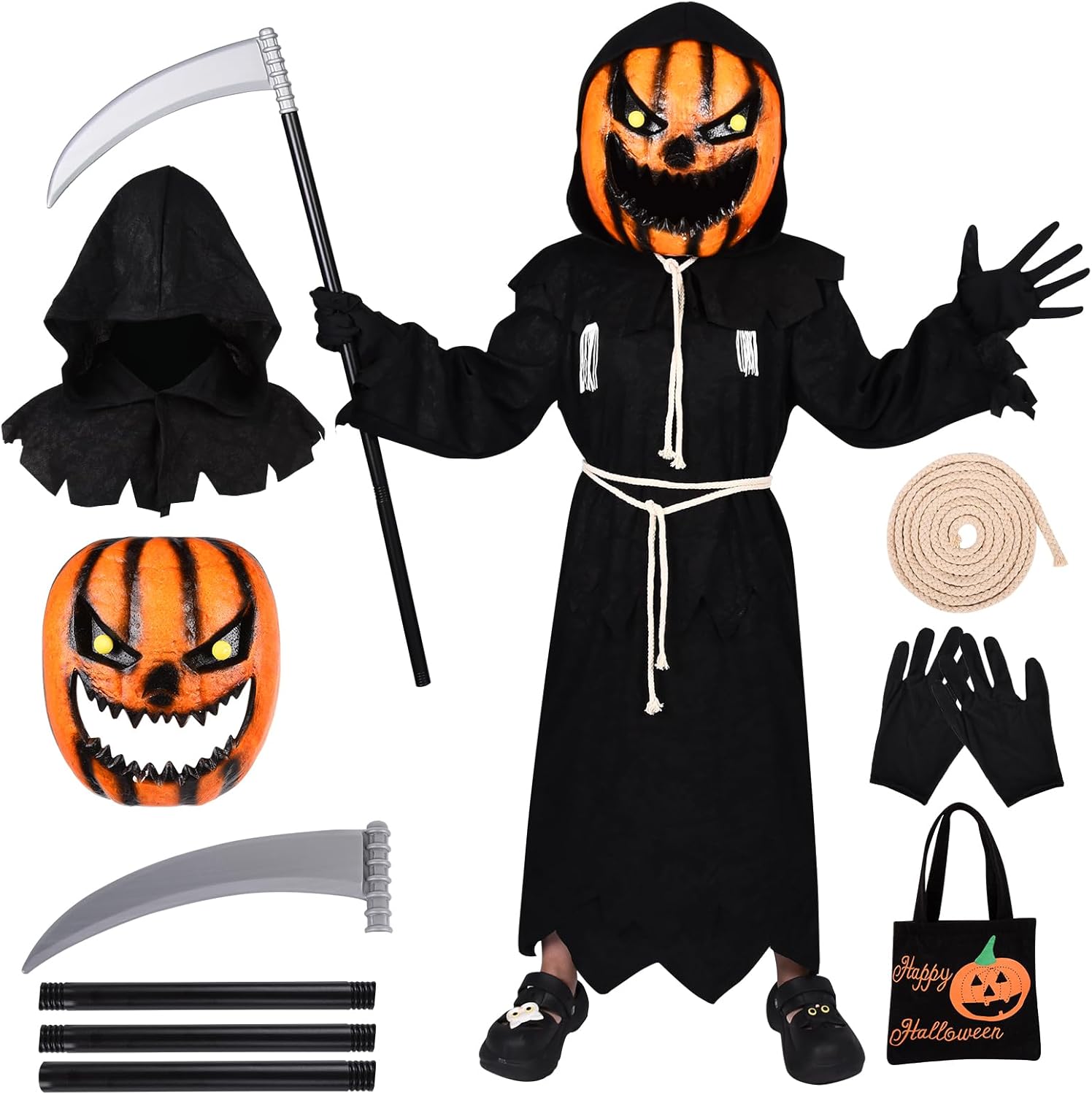 Tökfej jelmez gyerekeknek - Halloween töklámpás kosztüm maszk (L méret) - Image 1