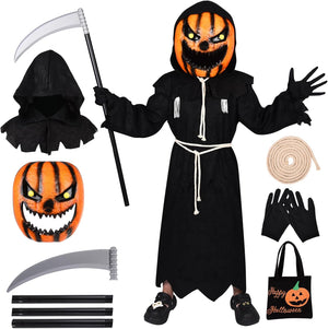 Tökfej jelmez gyerekeknek - Halloween töklámpás kosztüm maszk (L méret) - Image 1