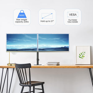 Kettős monitorkar 13-27" LCD/LED képernyőkhöz, 360° forgatható, VESA 75/100 - Image 3