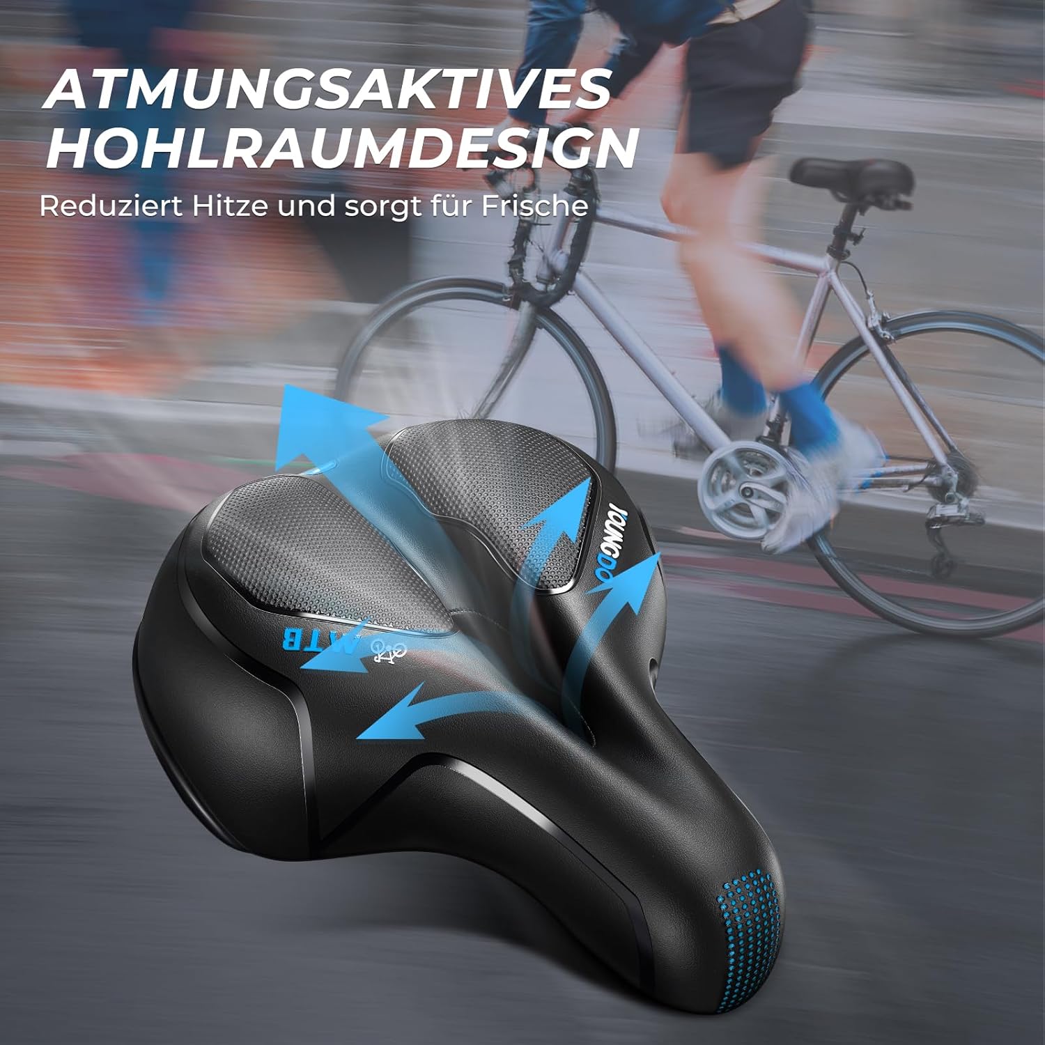 YOUNGDO Gél Kerékpárülés - Széles, Puha, Légáteresztő, Ergonomikus Nyereg Vízálló Borítással - Image 3